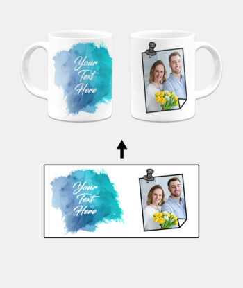 Pinned Photoframe With Teal Ocean Blue Gradient Background Custom Printed White Coffee Mug