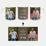 Your Name King Crown Design With Grey Background Custom Printed White Coffee Mug