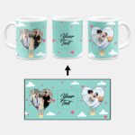Heart Ballon Photoframe With Blue Sky Background Custom Printed White Coffee Mug