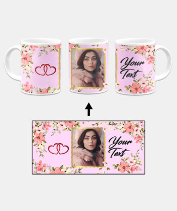 Colorful Flower Print With Blush Pink Background Custom Printed White Coffee Mug