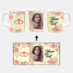 Colorful Flower Print With Yellow Background Custom Printed White Coffee Mug