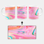 Your Name Blue Pink Liquid Marble Artwork Custom Printed White Coffee Mug