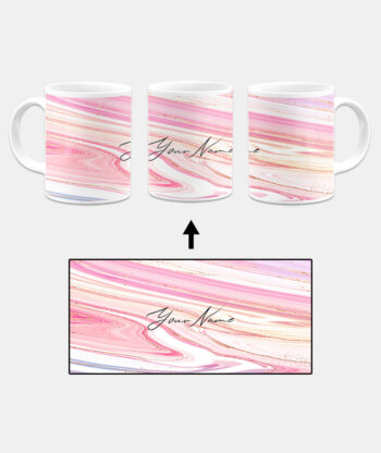 Your Name Pearl White Pink Liquid Marble Artwork Custom Printed White Coffee Mug
