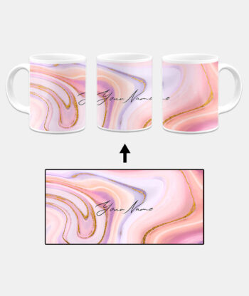 Your Name Pink Purple Liquid Marble Artwork Custom Printed White Coffee Mug