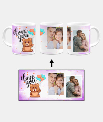 I Love You Message With Lavender Abstract Background Custom Printed White Coffee Mug