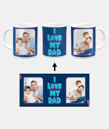 I Love My Dad Message With Blue Background Custom Printed White Coffee Mug