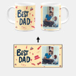 Best Dad Design With Beige Background Custom Printed White Coffee Mug