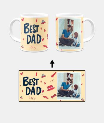 Best Dad Design With Beige Background Custom Printed White Coffee Mug