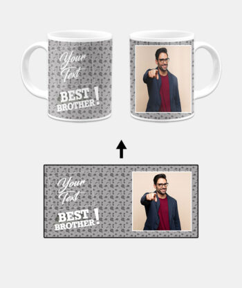 Best Brother Design With Grey Pattern Background Custom Printed White Coffee Mug