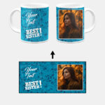 Best Sister Design With Blue Pattern Background Custom Printed White Coffee Mug