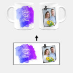 Pinned Photoframe With Violet Blue Gradient Background Custom Printed White Coffee Mug