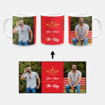 Your Name King Crown Design With Red Background Custom Printed White Coffee Mug