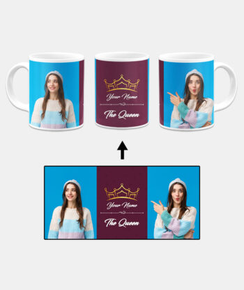 Your Name Queen Crown Design With Blackberry Background Custom Printed White Coffee Mug