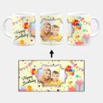 Happy Birthday Design With Yellow Background Custom Printed White Coffee Mug