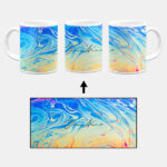 Your Name Yellow Blue Liquid Marble Artwork Custom Printed White Coffee Mug