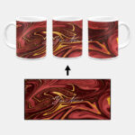 Your Name Golden Maroon Liquid Marble Artwork Custom Printed White Coffee Mug