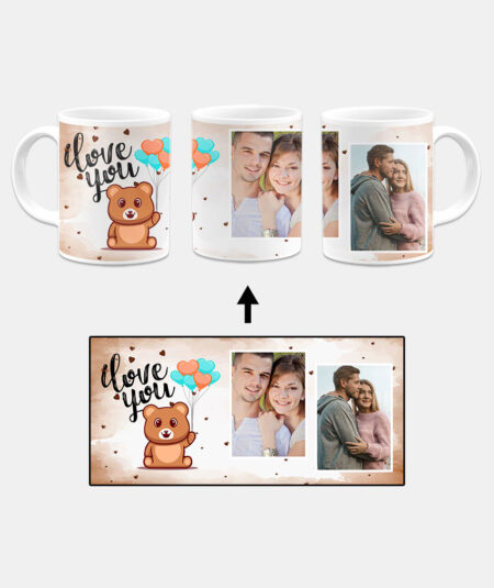 I Love You Message With Peanut Brown Abstract Background Custom Printed White Coffee Mug