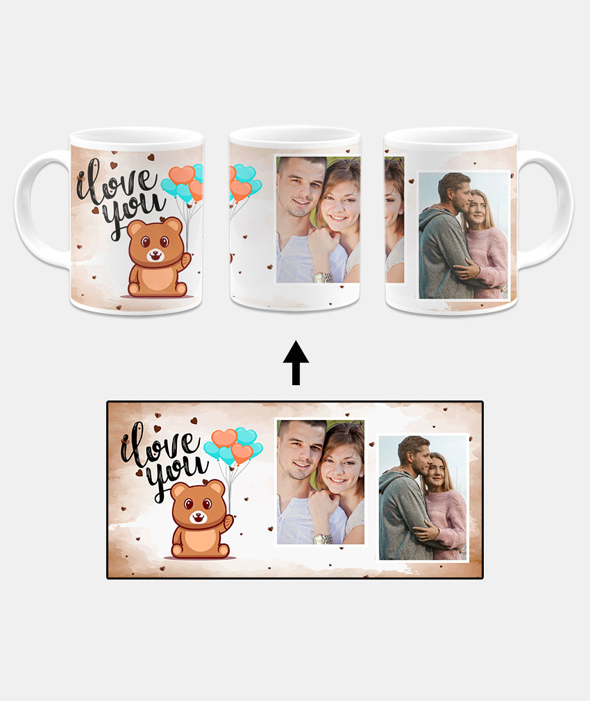 I Love You Message With Peanut Brown Abstract Background Custom Printed White Coffee Mug