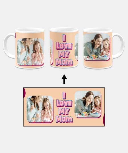 I Love My Mom Message With Desert Sand Background Custom Printed White Coffee Mug