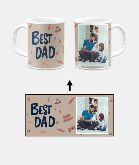 Best Dad Design With Khaki Background Custom Printed White Coffee Mug