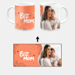 Best Mom Design With Orange Background Custom Printed White Coffee Mug