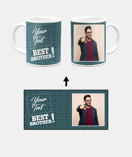 Best Brother Design With Blue Pattern Background Custom Printed White Coffee Mug