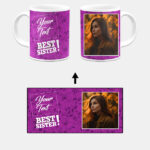 Best Sister Design With Magenta Pink Pattern Background Custom Printed White Coffee Mug
