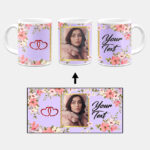 Colorful Flower Print With Purple Background Custom Printed White Coffee Mug