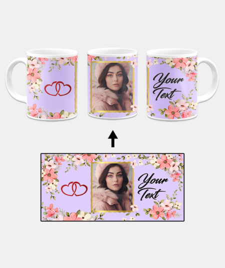 Colorful Flower Print With Purple Background Custom Printed White Coffee Mug