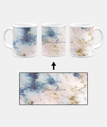 Your Name Grey Beige Marble Texture Custom Printed White Coffee Mug