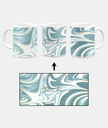 Your Name White Blue Abstract Paintmix Design Custom Printed White Coffee Mug