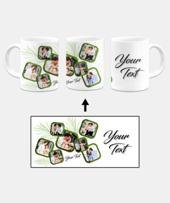 7 Square Photos Collage Custom Printed White Coffee Mug