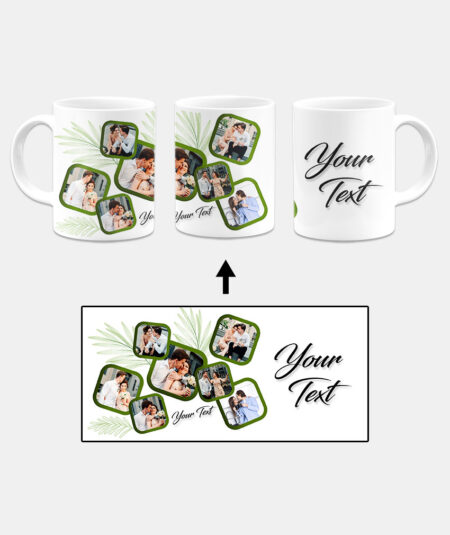 7 Square Photos Collage Custom Printed White Coffee Mug