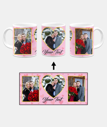 3 Photos Valentine Collage Custom Printed White Coffee Mug
