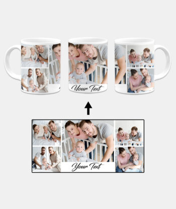 5 Rectangular Photos Collage Custom Printed White Coffee Mug