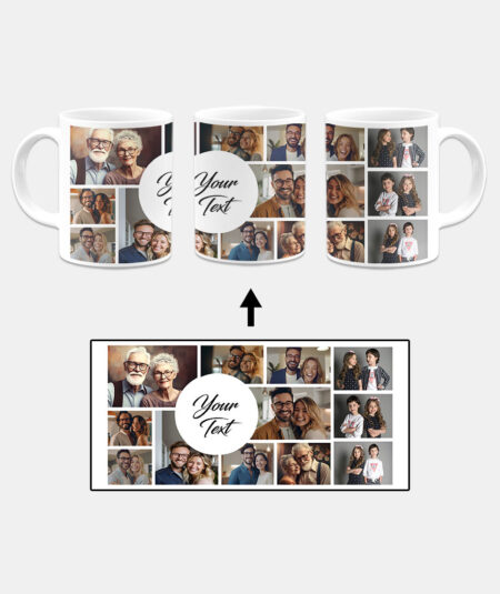 12 Photos Collage Custom Printed White Coffee Mug