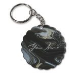 Your Name Grey Black Paintmix Design Customised Flower Key Chains