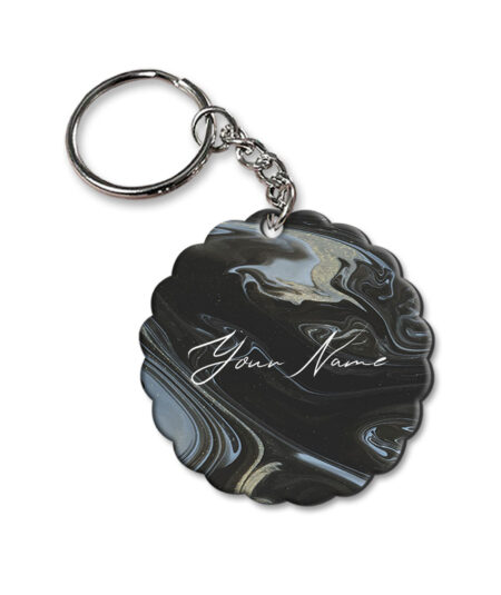 Your Name Grey Black Paintmix Design Customised Flower Key Chains