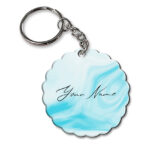 Your Name Blue Stroke Liquid Marble Artpiece Customised Flower Key Chains