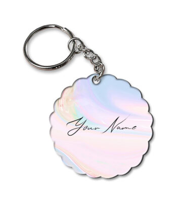 Your Name Multicolor Gradient Liquid Marble Illustration Customised Flower Key Chains