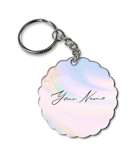 Your Name Multicolor Gradient Liquid Marble Illustration Customised Flower Key Chains