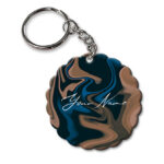 Your Name Blue Brown Paintmix Design Customised Flower Key Chains