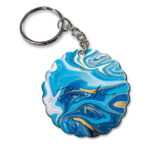 Your Name Blue Gold Liquid Marble Artpiece Customised Flower Key Chains