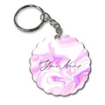 Your Name Voilet Pink Liquid Marble Artwork Customised Flower Key Chains