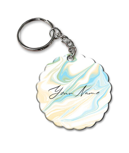 Your Name Multicolor Liquid Marble Artwork Customised Flower Key Chains
