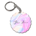 Your Name Multicolor Liquid Marble Illustration Customised Flower Key Chains