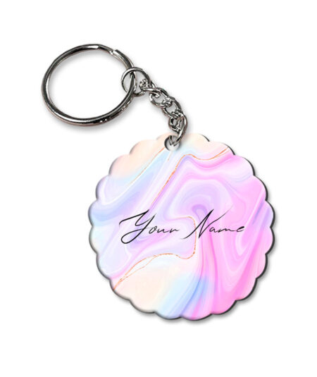 Your Name Multicolor Liquid Marble Illustration Customised Flower Key Chains