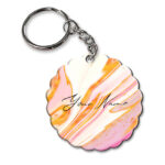 Your Name Golden Pink Liquid Marble Illustration Customised Flower Key Chains