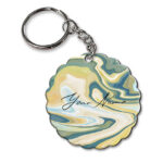 Your Name Gold Olive Green Paintmix Design Customised Flower Key Chains