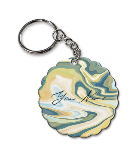 Your Name Gold Olive Green Paintmix Design Customised Flower Key Chains